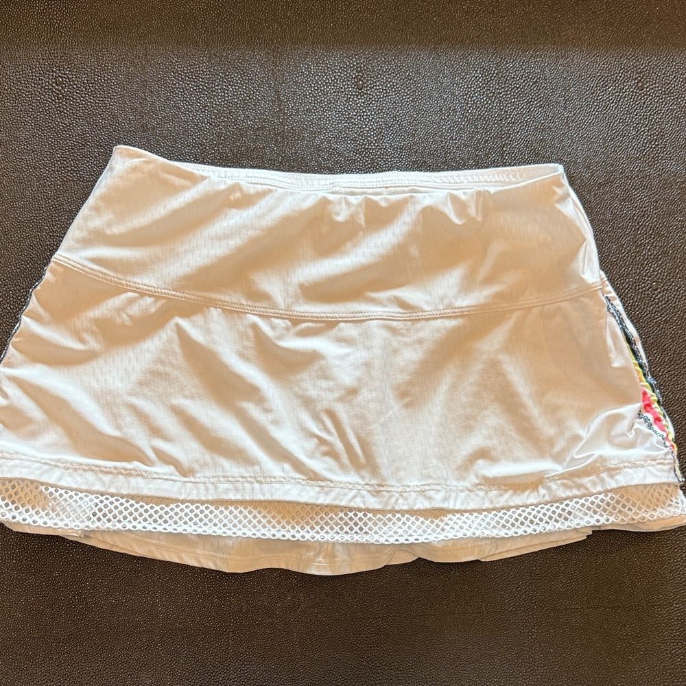 Lucky in Love White Tennis Skort  with Stripes Accents on the side size Medium